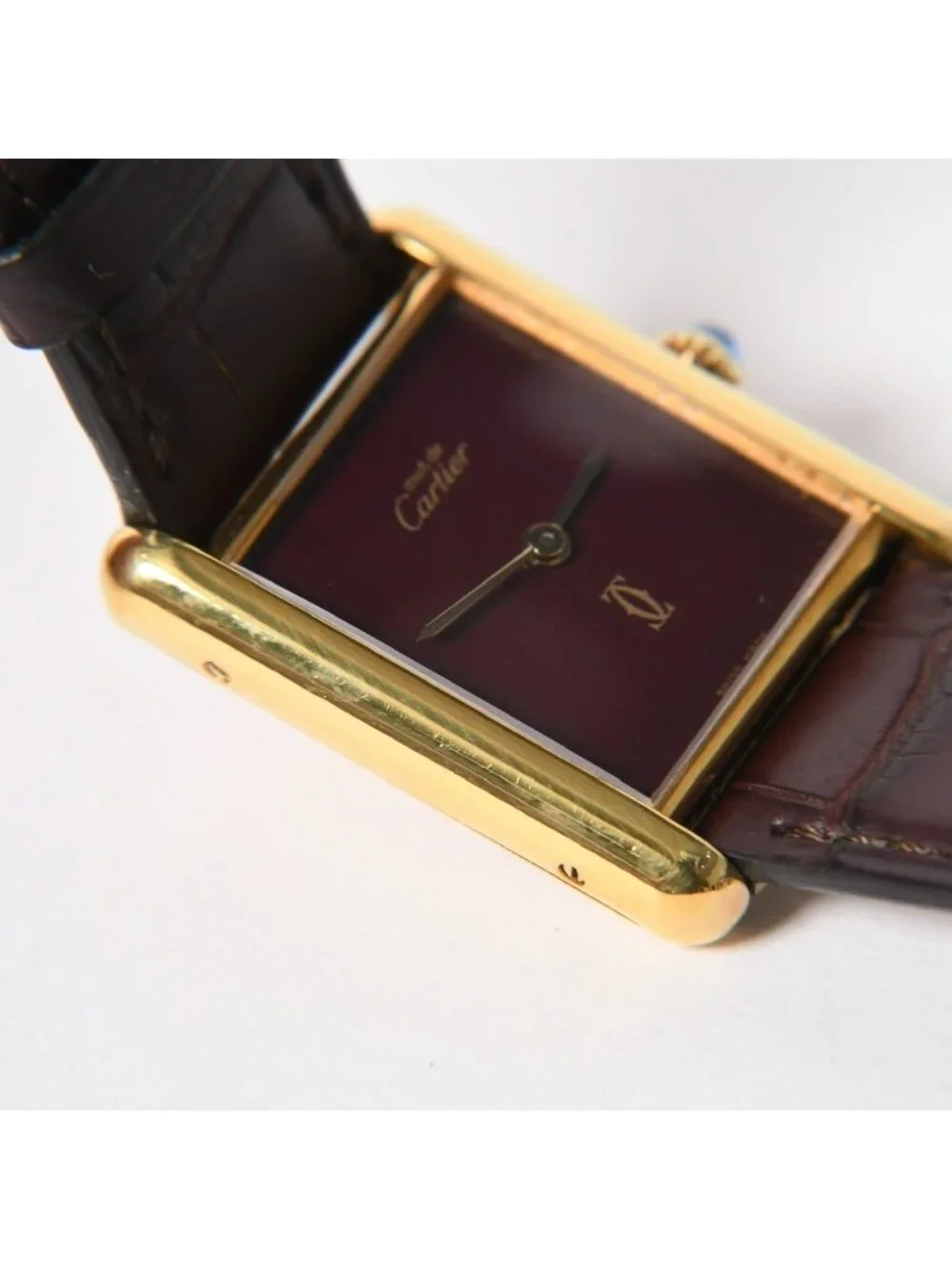 Cartier Tank LM Vermeil Must LM Watch Leather Bordeaux Dial Manual Wind